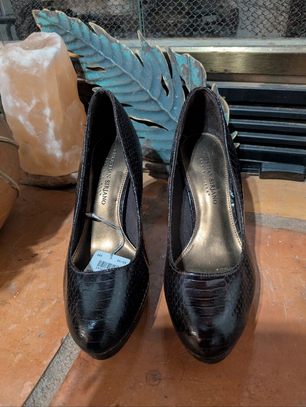 Christian Siriano Black Croc-Embossed Pumps Size 7